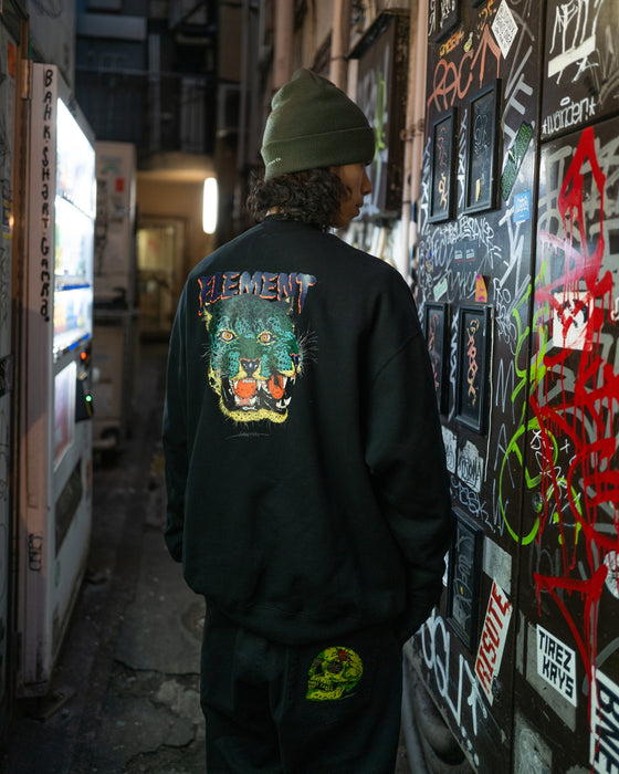 【OUTLET】ELEMENT メンズ 【HIROTTON】 HIROTTON LEOPARD CREW トレーナー FBK 【2023年秋冬モデル】