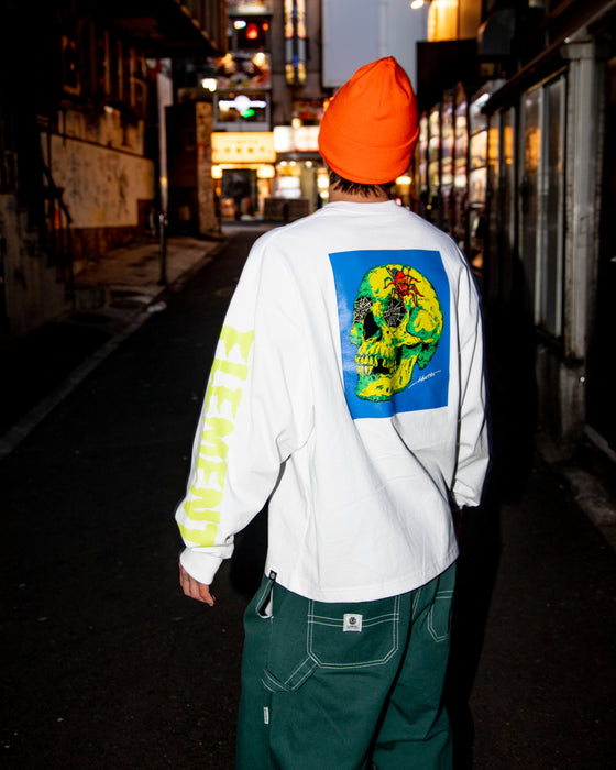 【OUTLET】ELEMENT メンズ 【HIROTTON】 HIROTTON SKULL LS ロンＴ WHT 【2023年秋冬モデル】