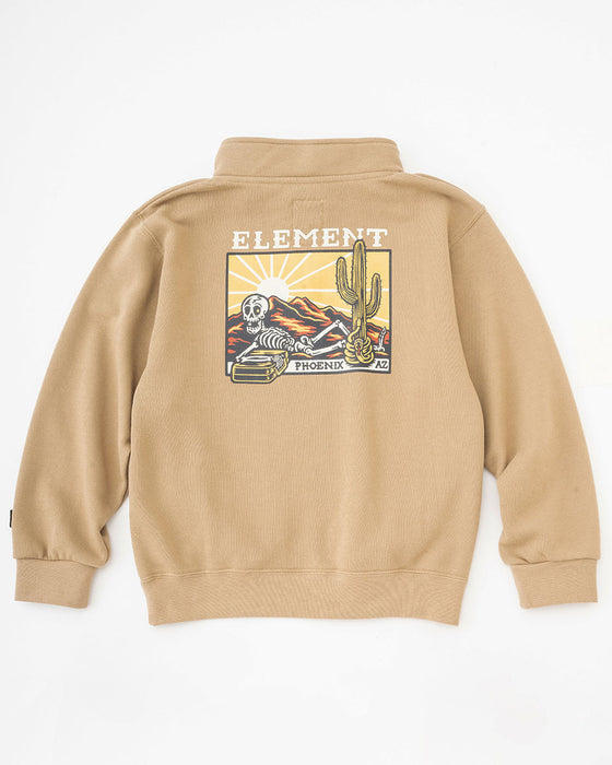 【OUTLET】ELEMENT YOUTH（キッズサイズ） 【TIMBER!】 TIMBER DUSK HALF YOUTH トレーナー BEG (130cm~160cm) 【2023年秋冬モデル】