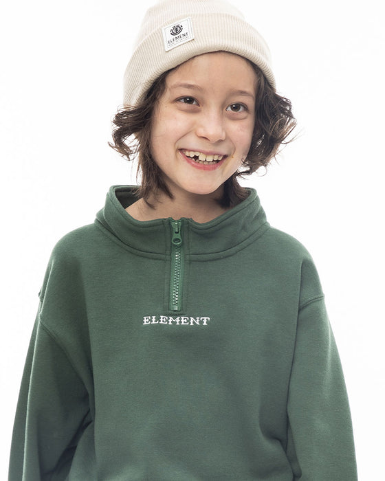 【OUTLET】ELEMENT YOUTH（キッズサイズ） 【TIMBER!】 TIMBER DUSK HALF YOUTH トレーナー GRN (130cm~160cm) 【2023年秋冬モデル】