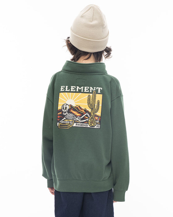 【OUTLET】ELEMENT YOUTH（キッズサイズ） 【TIMBER!】 TIMBER DUSK HALF YOUTH トレーナー GRN (130cm~160cm) 【2023年秋冬モデル】