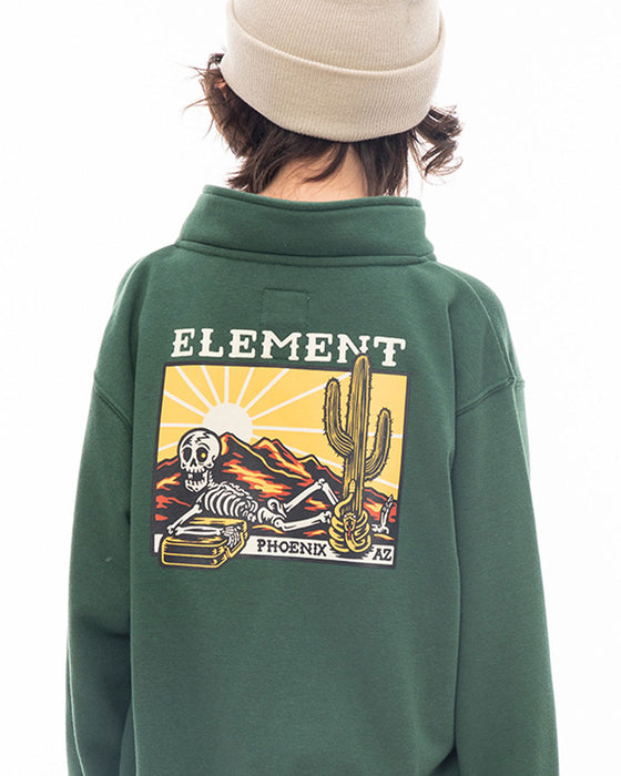 【OUTLET】ELEMENT YOUTH（キッズサイズ） 【TIMBER!】 TIMBER DUSK HALF YOUTH トレーナー GRN (130cm~160cm) 【2023年秋冬モデル】