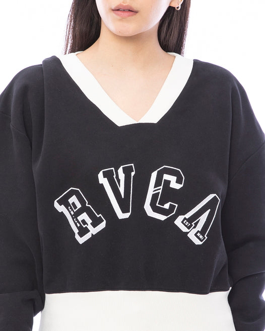 【OUTLET】RVCA レディース IVY LEAGUE CROPPED V-NECK トレーナー【2023年秋冬モデル】