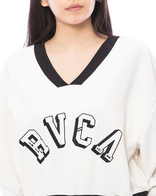 【OUTLET】RVCA レディース IVY LEAGUE CROPPED V-NECK トレーナー【2023年秋冬モデル】