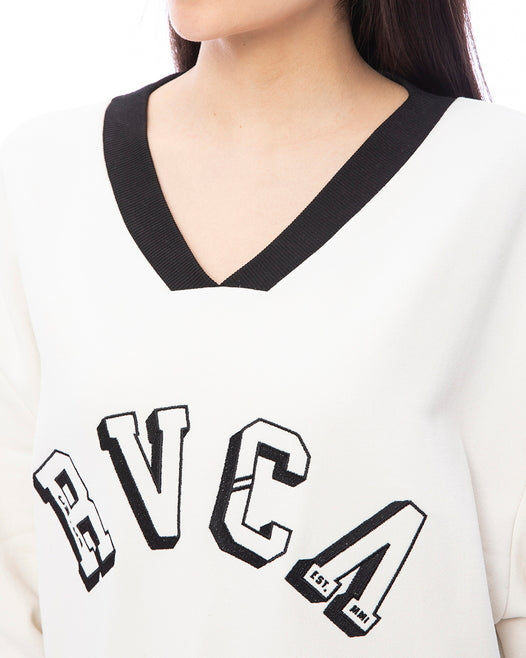 【OUTLET】RVCA レディース IVY LEAGUE CROPPED V-NECK トレーナー【2023年秋冬モデル】