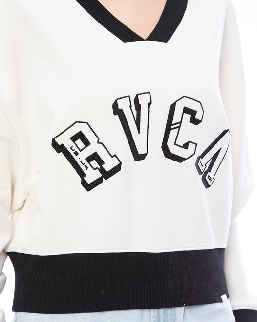 【OUTLET】RVCA レディース IVY LEAGUE CROPPED V-NECK トレーナー【2023年秋冬モデル】