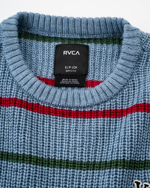 【OUTLET】【オンライン限定】RVCA キッズ YALLA STRIPE CREW SWEATER セーター【2023年秋冬モデル】