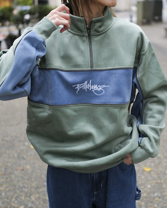 【SALE】BILLABONG メンズ Y2K PANLE HALF ZIP スウェットジャケット GRN 【2024年秋冬モデル】