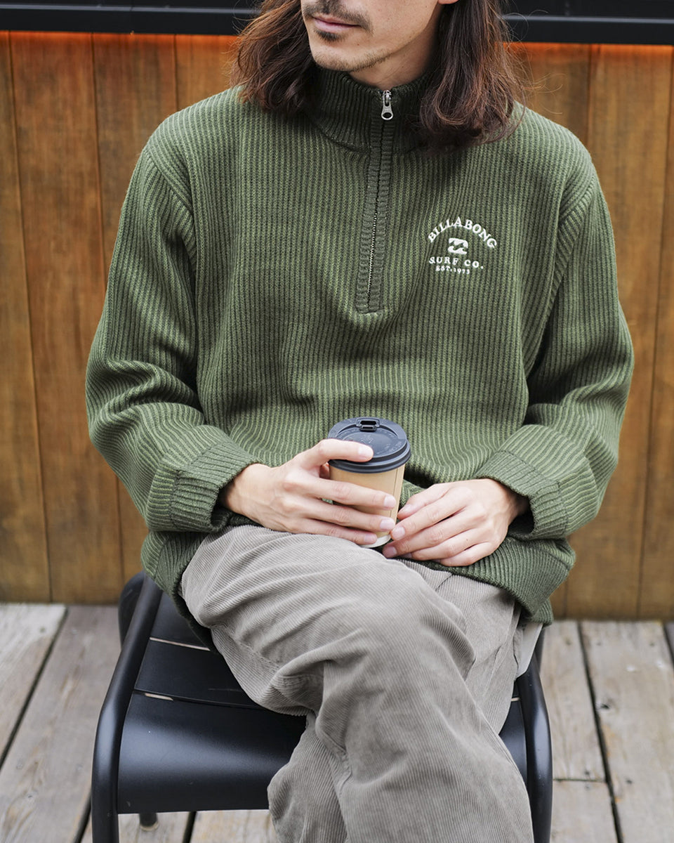 OUTLET】BILLABONG メンズ HALF ZIP セーター DKF 【2024年秋冬モデル】