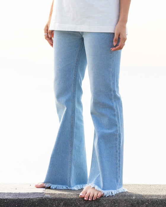 【OUTLET】BILLABONG レディース 【BEACH LOVER JEANS】 FRINGE FLARE DENIM ロングデニムパンツ 【2024年春夏モデル】