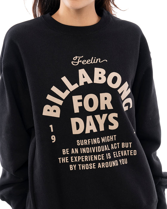 【SALE】BILLABONG レディース SIDE RIB HEAVY SWEAT トレーナー BLK 【2024年秋冬モデル】