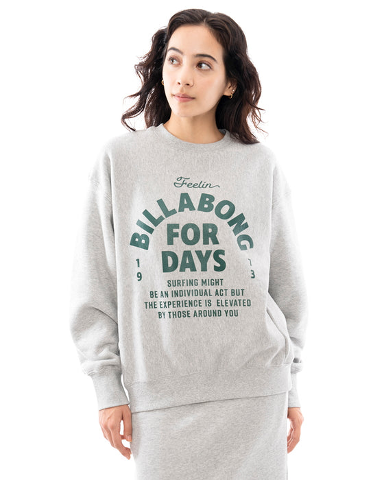 【SALE】BILLABONG レディース SIDE RIB HEAVY SWEAT トレーナー GRH 【2024年秋冬モデル】