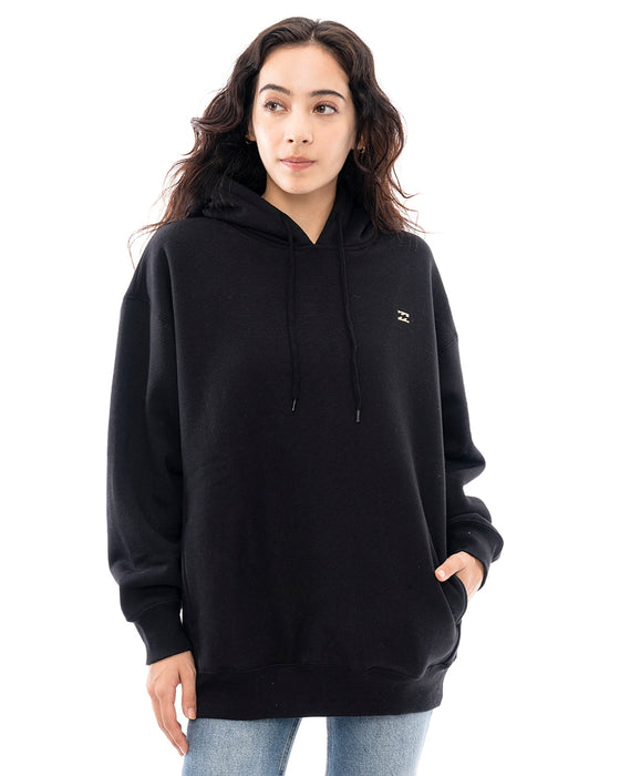 【SALE】【直営店限定】BILLABONG レディース SIDE RIB HEAVY SWEAT パーカー BLK 【2024年秋冬モデル】