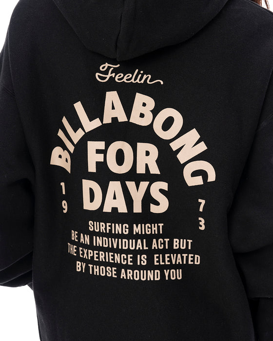 【SALE】【直営店限定】BILLABONG レディース SIDE RIB HEAVY SWEAT パーカー BLK 【2024年秋冬モデル】