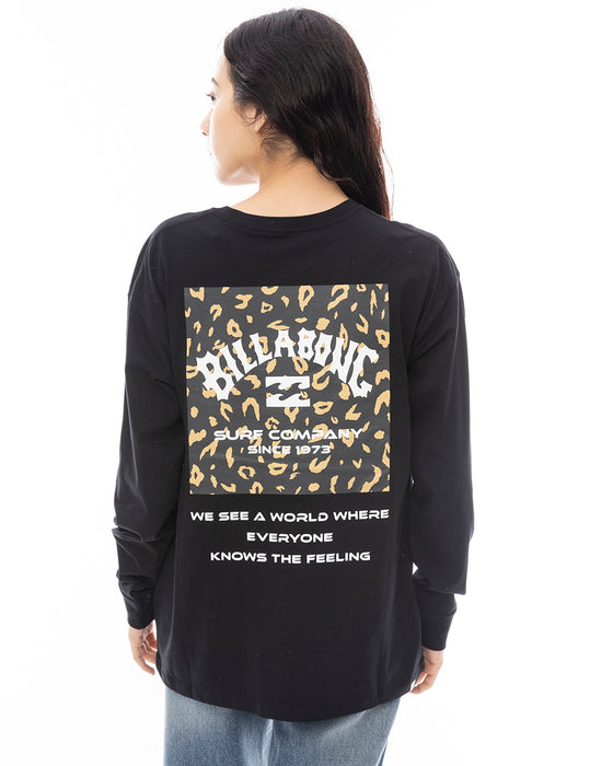 【送料無料】【直営店限定】BILLABONG レディース PATTERN LOGO LS TEE ロンＴ BLK 【2024年秋冬モデル】