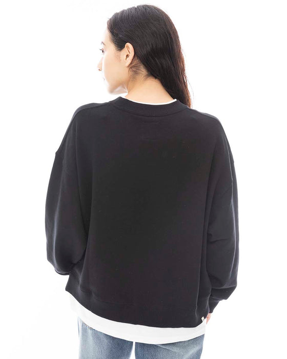 【SALE】【直営店限定】BILLABONG レディース FAKE LAYERD SWEAT CR トレーナー BLK 【2024年秋冬モデル】