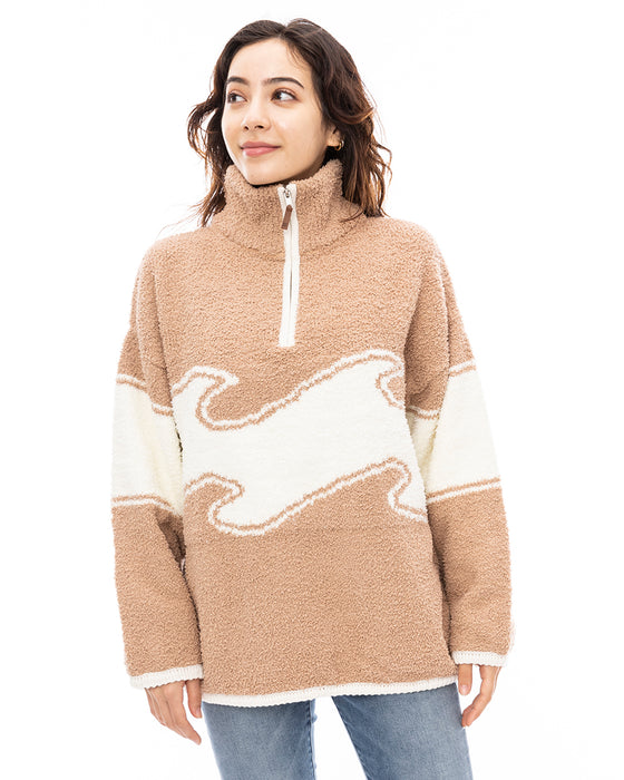 BILLABONG レディース BOA HALF ZIP SWEATER セーター BEG 【2024年秋冬モデル】 L / BEG