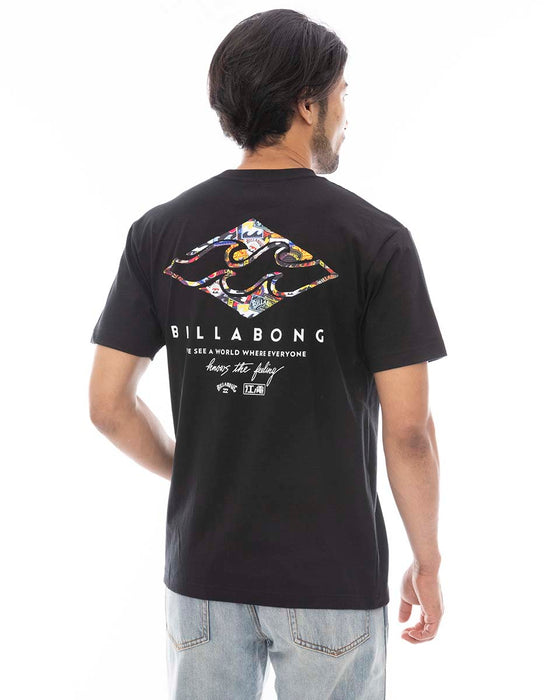 【直営店限定】BILLABONG メンズ 江ノ電×BILLABONG HERITAGEロゴ コラボTシャツ BLK 【2024年夏モデル】