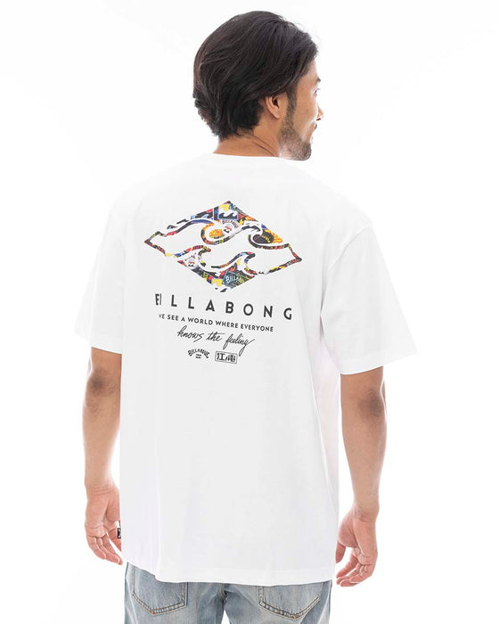 【直営店限定】BILLABONG メンズ 江ノ電×BILLABONG HERITAGEロゴ コラボTシャツ WHT 【2024年夏モデル】