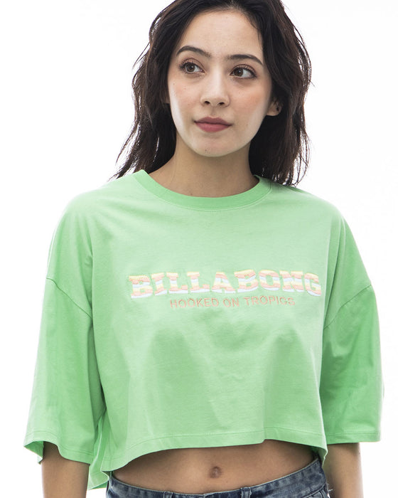 【OUTLET】BILLABONG レディース EMB LOGO SHORT CROPPED TEE クロップドＴシャツ 【2024年夏モデル】