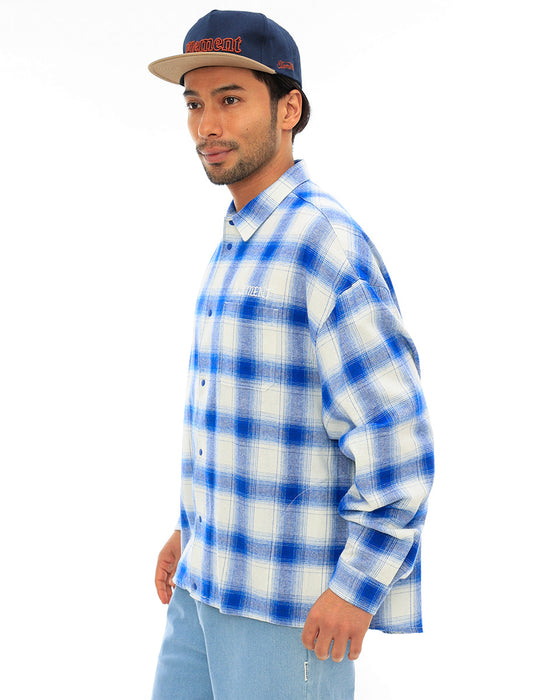 【OUTLET】ELEMENT メンズ BIG SKATE ONBRE 長袖シャツ BLU 【2024年春夏モデル】