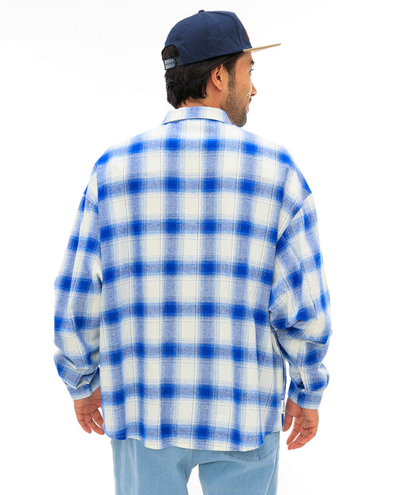 【OUTLET】ELEMENT メンズ BIG SKATE ONBRE 長袖シャツ BLU 【2024年春夏モデル】