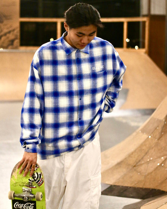 【OUTLET】ELEMENT メンズ BIG SKATE ONBRE 長袖シャツ BLU 【2024年春夏モデル】