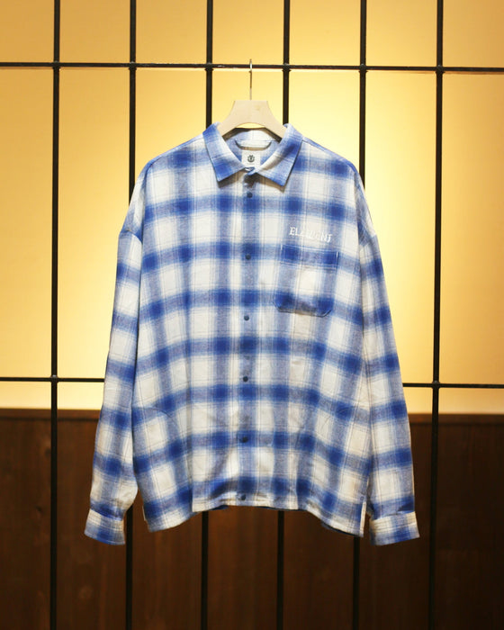【OUTLET】ELEMENT メンズ BIG SKATE ONBRE 長袖シャツ BLU 【2024年春夏モデル】