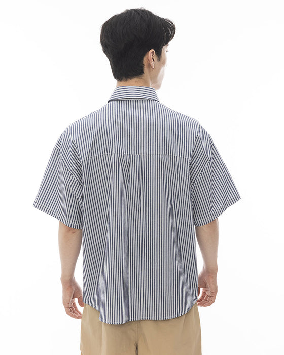 【OUTLET】ELEMENT メンズ BIG SKATE STRIPE SS 半袖シャツ NVY 【2024年夏モデル】