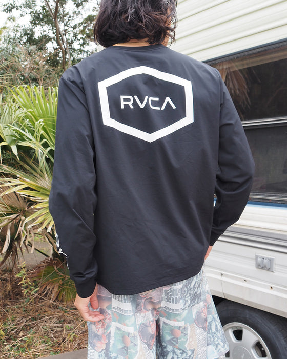 ◆ビーチタオルプレゼント対象◆RVCA メンズ 【SURF TEE】 HEX SURF LS ラッシュガード 【2024年春夏モデル】