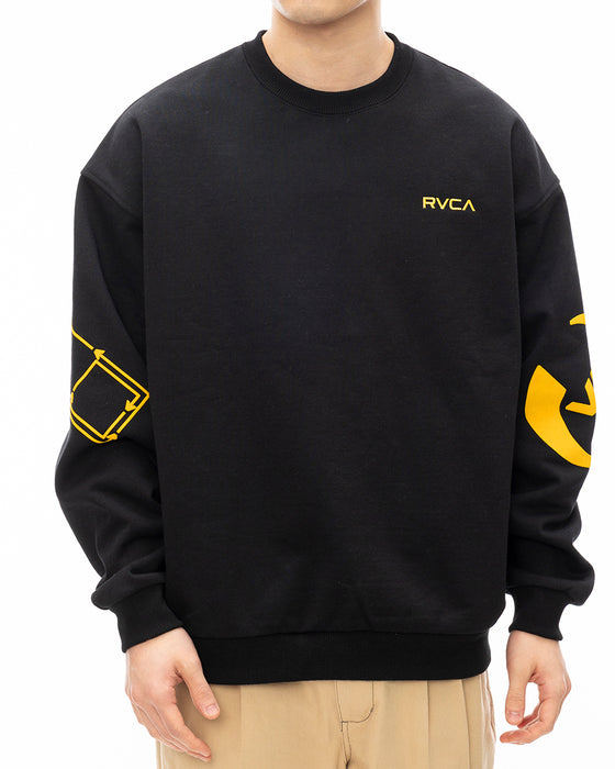 RVCA メンズ STACKHOUSE CR トレーナー BLK 【2024年秋冬モデル】 XL / BLK