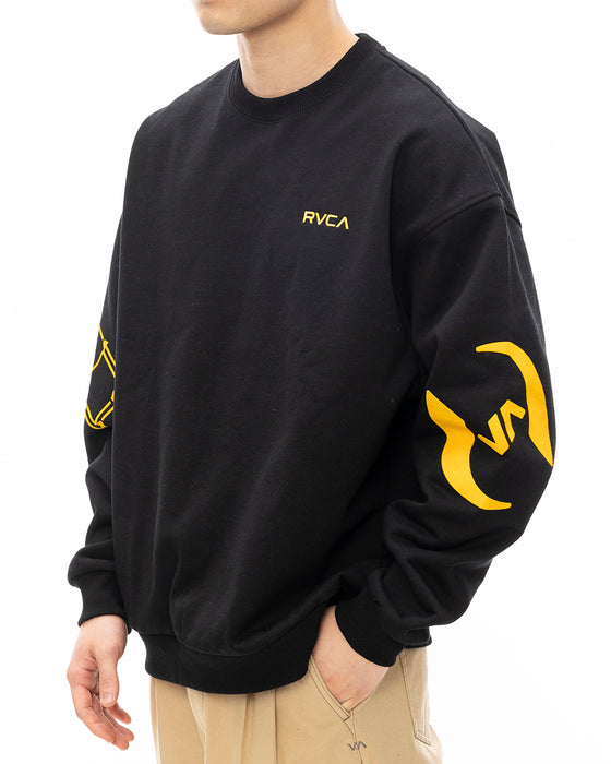 RVCA メンズ STACKHOUSE CR トレーナー BLK 【2024年秋冬モデル】 XL / BLK