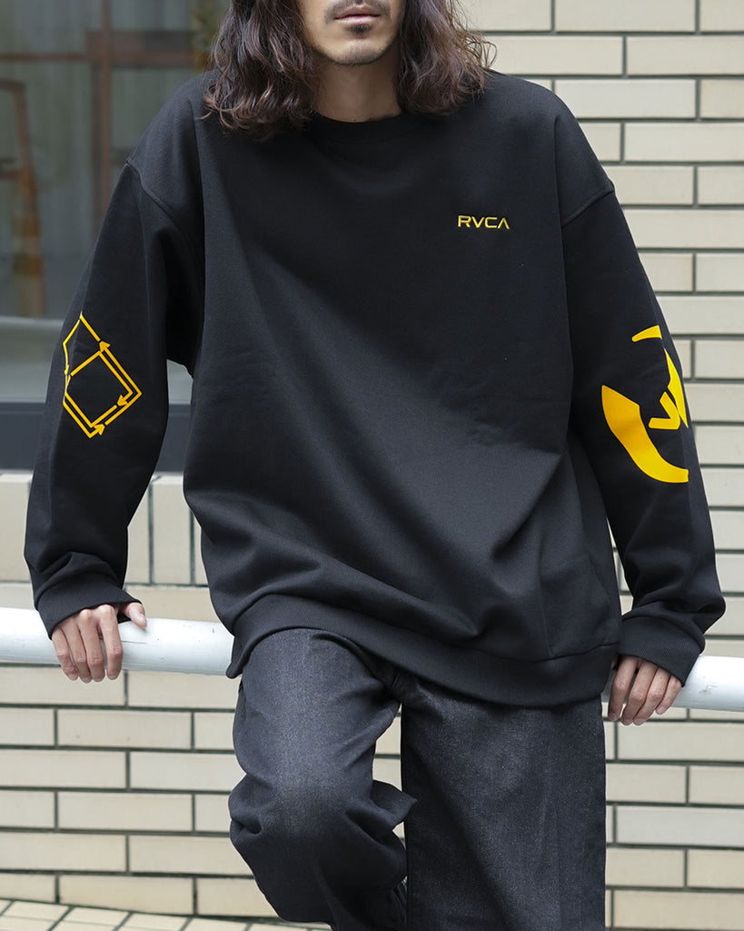 OUTLET】RVCA メンズ STACKHOUSE CR トレーナー BLK 【2024年秋冬モデル】
