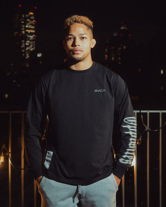 【OUTLET】RVCA メンズ REGULAR FIT LS TEE ロンＴ BLK 【2024年冬モデル】