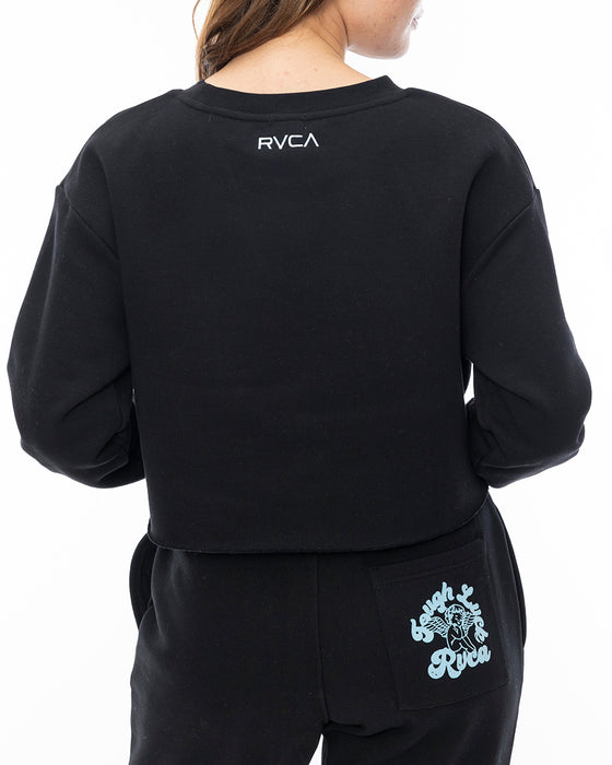 RVCA レディース TOUGH LUCK CROPPED C トレーナー BLK 【2024年秋冬モデル】 M / BLK
