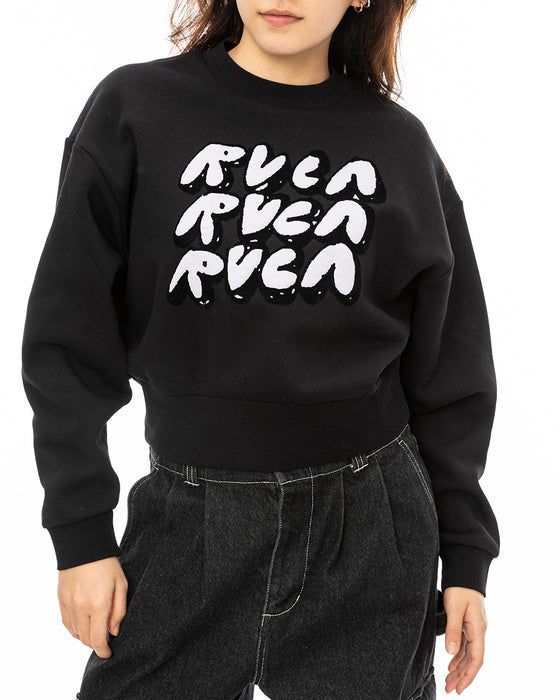 RVCA レディース CLOUDY RVCA CREW トレーナー BLK 【2024年秋冬モデル】 M / BLK
