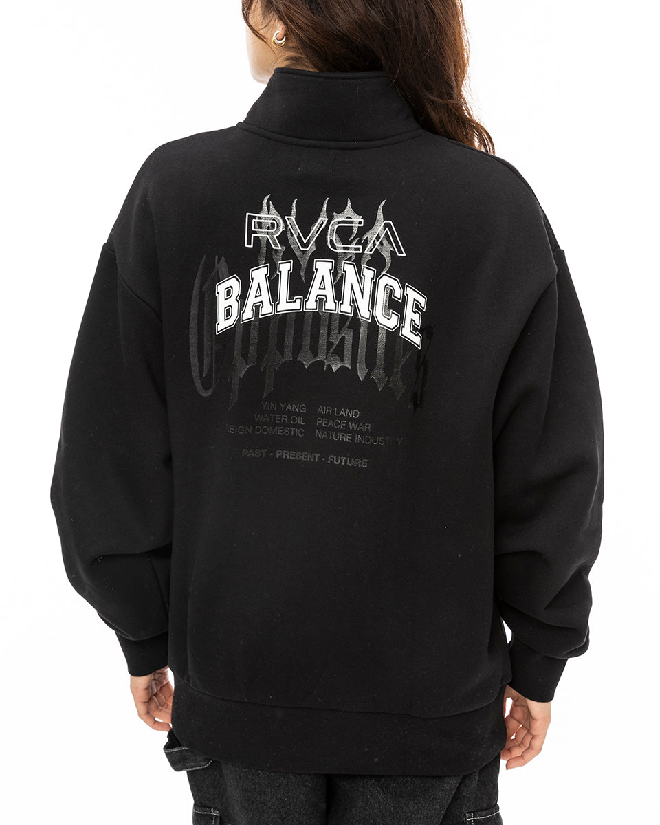 【SALE】RVCA レディース METALURGY HALF ZIP パーカー BLK 【2024年秋冬モデル】