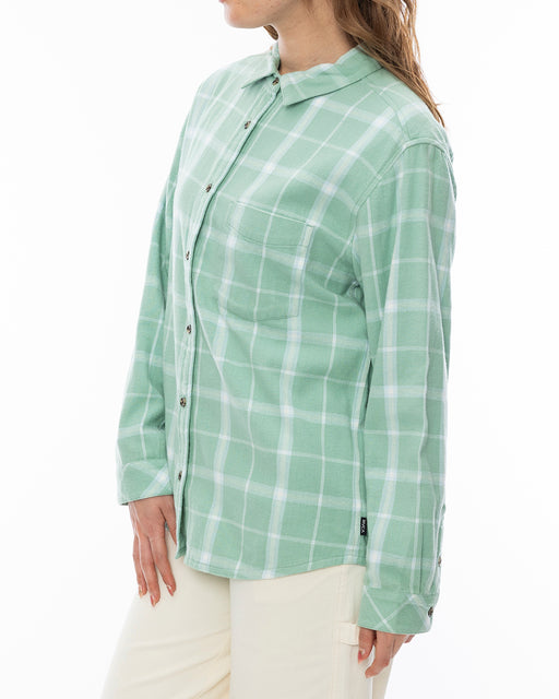 RVCA レディース MABLE FLANNEL 長袖シャツ GHZ 【2024年秋冬モデル】 L / GHZ