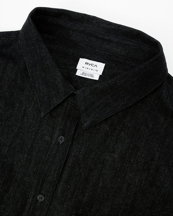RVCA レディース RECESSION DENIM SHIR 長袖シャツ BLK 【2024年秋冬モデル】 M / BLK