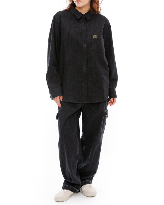 RVCA レディース RECESSION DENIM SHIR 長袖シャツ BLK 【2024年秋冬モデル】 M / BLK