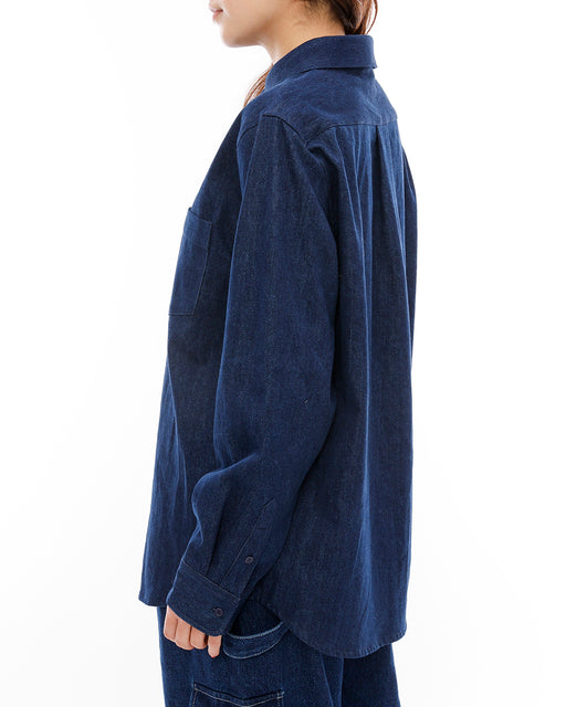 RVCA レディース RECESSION DENIM SHIR 長袖シャツ BLU 【2024年秋冬モデル】 M / BLU