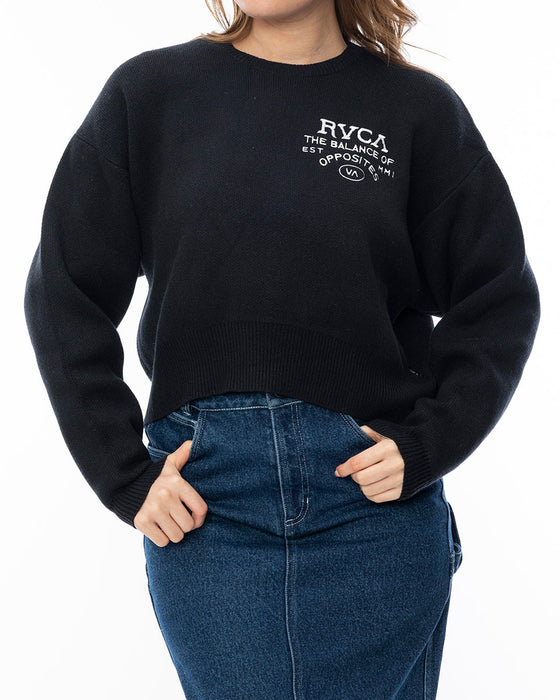 RVCA レディース LETTERLING KNIT セーター BLK 【2024年秋冬モデル】 M / BLK