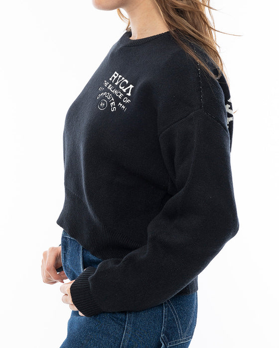 RVCA レディース LETTERLING KNIT セーター BLK 【2024年秋冬モデル】 M / BLK