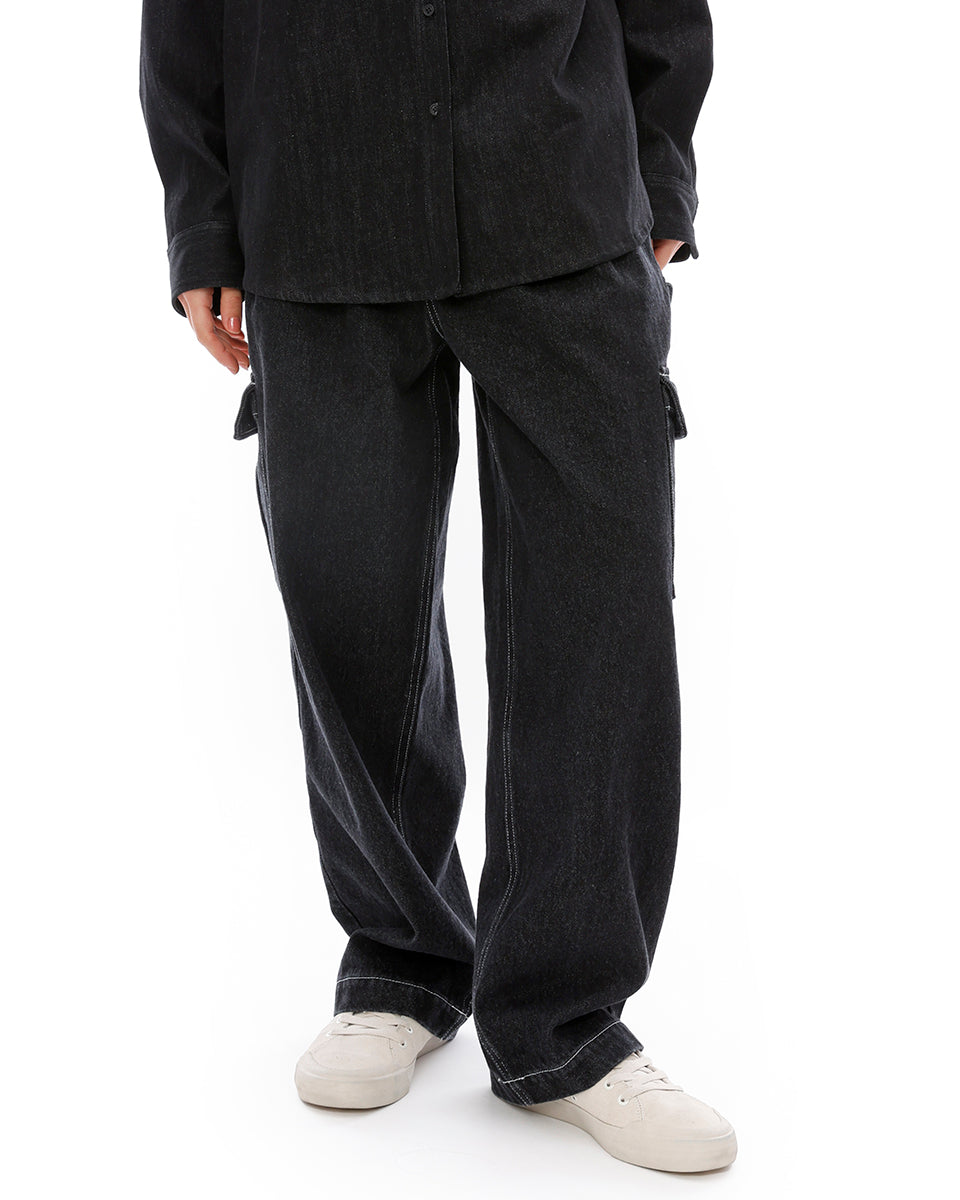 ヤンカランチャ☆* OUTLET】RVCA レディース RECESSION DENIM CARG ロングパンツ BLK