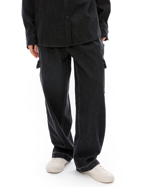 RVCA レディース RECESSION DENIM CARG ロングパンツ BLK 【2024年秋冬モデル】 L / BLK