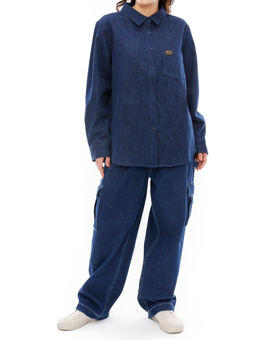 RVCA レディース RECESSION DENIM CARG ロングパンツ BLU 【2024年秋冬モデル】 L / BLU