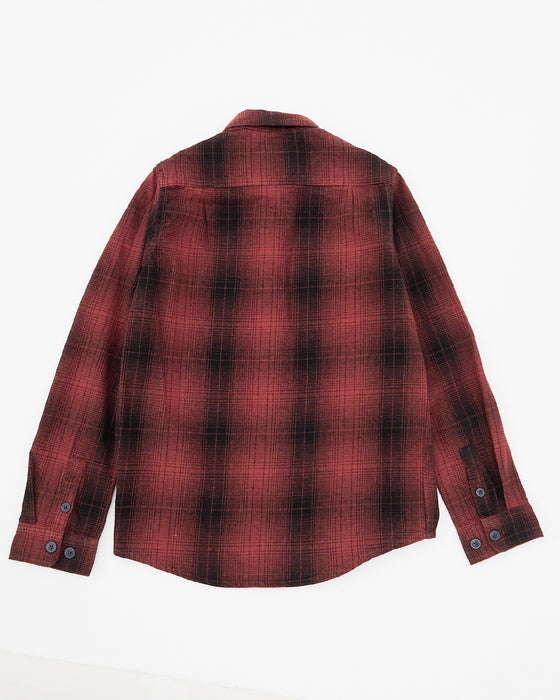 【SALE】RVCA キッズ DAYSHIFT FLANNEL LS 長袖シャツ RDE 【2024年秋冬モデル】