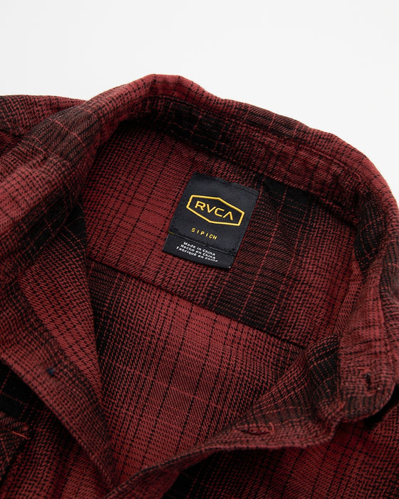 【SALE】RVCA キッズ DAYSHIFT FLANNEL LS 長袖シャツ RDE 【2024年秋冬モデル】