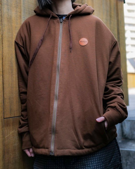 【OUTLET】RVCA メンズ GRANT PUFFER REVERSIBLE ZIP HD パーカー BBW 【2024年冬モデル】