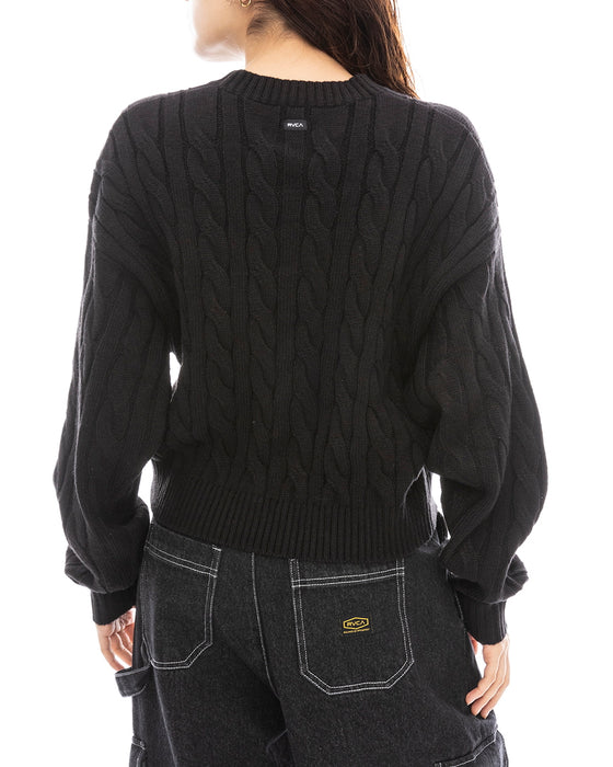 RVCA レディース RVCA CABLE KNIT TOP セーター BLK 【2024年冬モデル】